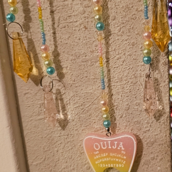 Ouija pastel pearl and crystal horseshoe suncatcher. One of a kind. - Picture 9 of 16